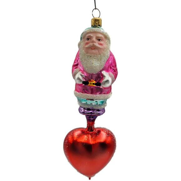 Christopher Radko Heartfelt Santa Claus Red Heart Valentines Christmas Ornament - Picture 1 of 10
